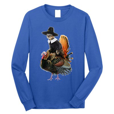 Thanksgiving Cat Pilgrim Costume Thanksgiving Turkey Gift Long Sleeve Shirt