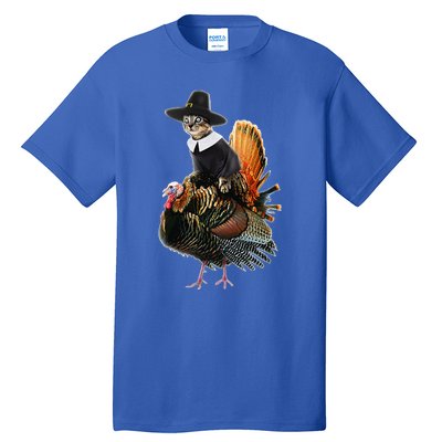 Thanksgiving Cat Pilgrim Costume Thanksgiving Turkey Gift Tall T-Shirt