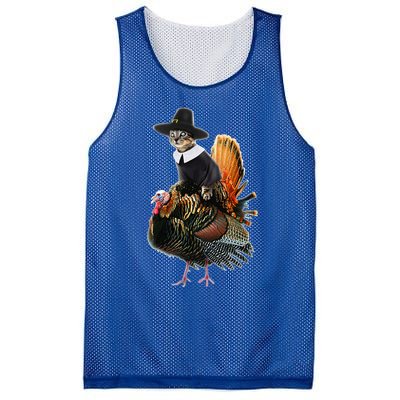 Thanksgiving Cat Pilgrim Costume Thanksgiving Turkey Gift Mesh Reversible Basketball Jersey Tank