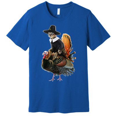 Thanksgiving Cat Pilgrim Costume Thanksgiving Turkey Gift Premium T-Shirt