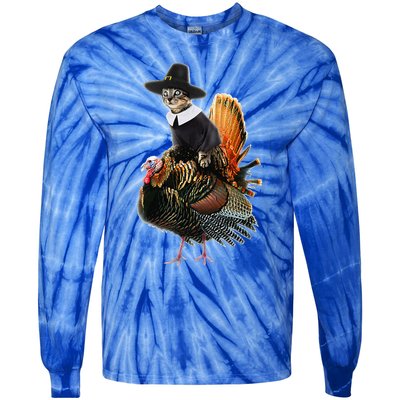 Thanksgiving Cat Pilgrim Costume Thanksgiving Turkey Gift Tie-Dye Long Sleeve Shirt