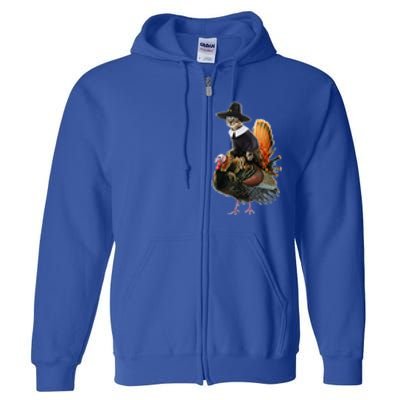 Thanksgiving Cat Pilgrim Costume Thanksgiving Turkey Gift Full Zip Hoodie