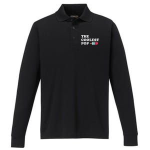 The Coolest Pop Funny Father's Day For Grandpa Performance Long Sleeve Polo