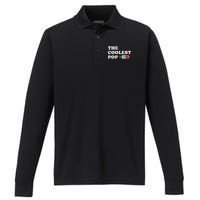 The Coolest Pop Funny Father's Day For Grandpa Performance Long Sleeve Polo