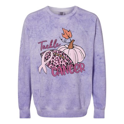 Tackle Cancer Pumpkin Breast Cancer Awareness Football Colorblast Crewneck Sweatshirt