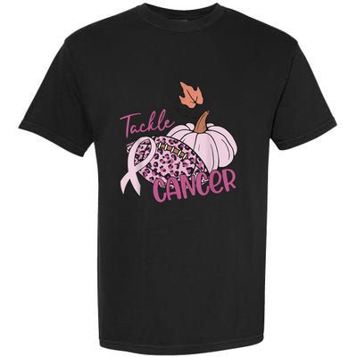 Tackle Cancer Pumpkin Breast Cancer Awareness Football Garment-Dyed Heavyweight T-Shirt