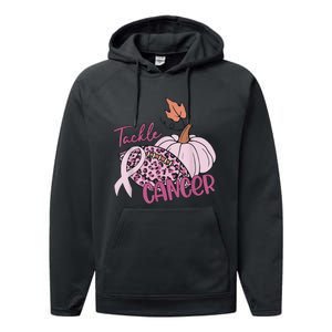 Tackle Cancer Pumpkin Breast Cancer Awareness Football Performance Fleece Hoodie