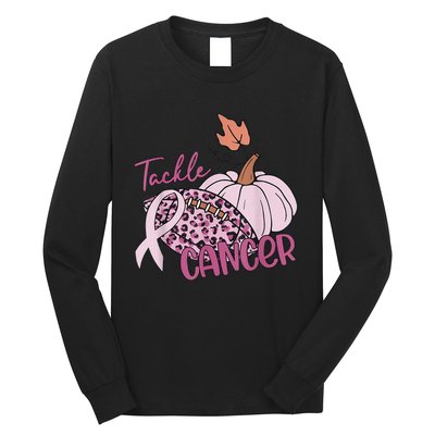 Tackle Cancer Pumpkin Breast Cancer Awareness Football Long Sleeve Shirt