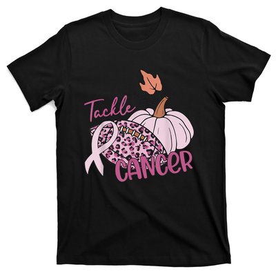 Tackle Cancer Pumpkin Breast Cancer Awareness Football T-Shirt