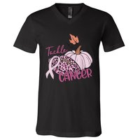 Tackle Cancer Pumpkin Breast Cancer Awareness Football V-Neck T-Shirt