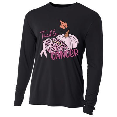 Tackle Cancer Pumpkin Breast Cancer Awareness Football Cooling Performance Long Sleeve Crew