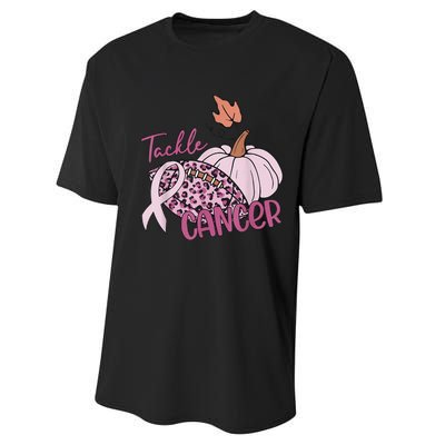 Tackle Cancer Pumpkin Breast Cancer Awareness Football Performance Sprint T-Shirt