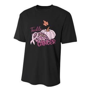 Tackle Cancer Pumpkin Breast Cancer Awareness Football Youth Performance Sprint T-Shirt