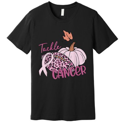 Tackle Cancer Pumpkin Breast Cancer Awareness Football Premium T-Shirt