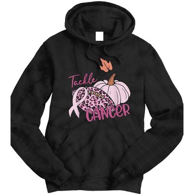 Tackle Cancer Pumpkin Breast Cancer Awareness Football Tie Dye Hoodie