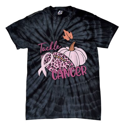 Tackle Cancer Pumpkin Breast Cancer Awareness Football Tie-Dye T-Shirt