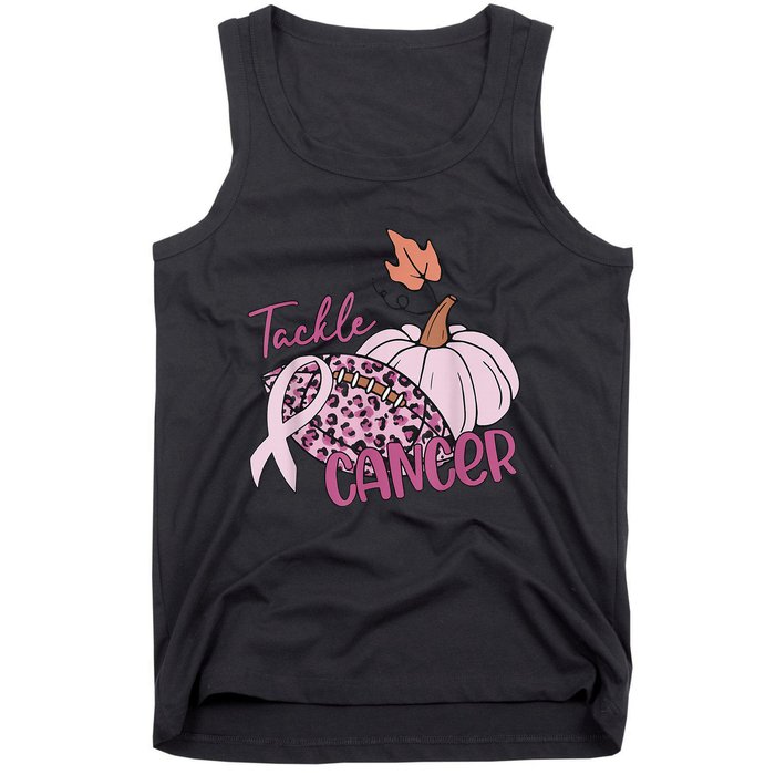 Tackle Cancer Pumpkin Breast Cancer Awareness Football Tank Top