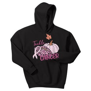 Tackle Cancer Pumpkin Breast Cancer Awareness Football Kids Hoodie