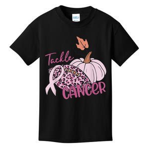 Tackle Cancer Pumpkin Breast Cancer Awareness Football Kids T-Shirt