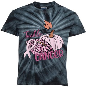 Tackle Cancer Pumpkin Breast Cancer Awareness Football Kids Tie-Dye T-Shirt