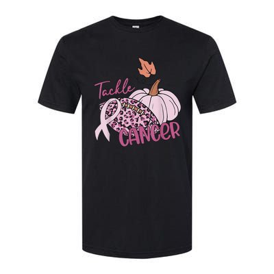 Tackle Cancer Pumpkin Breast Cancer Awareness Football Softstyle CVC T-Shirt