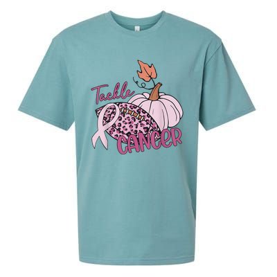 Tackle Cancer Pumpkin Breast Cancer Awareness Football Sueded Cloud Jersey T-Shirt