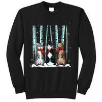 Three Cats Play Snow Winter Funny Cat Lover Merry Christmas Sweatshirt