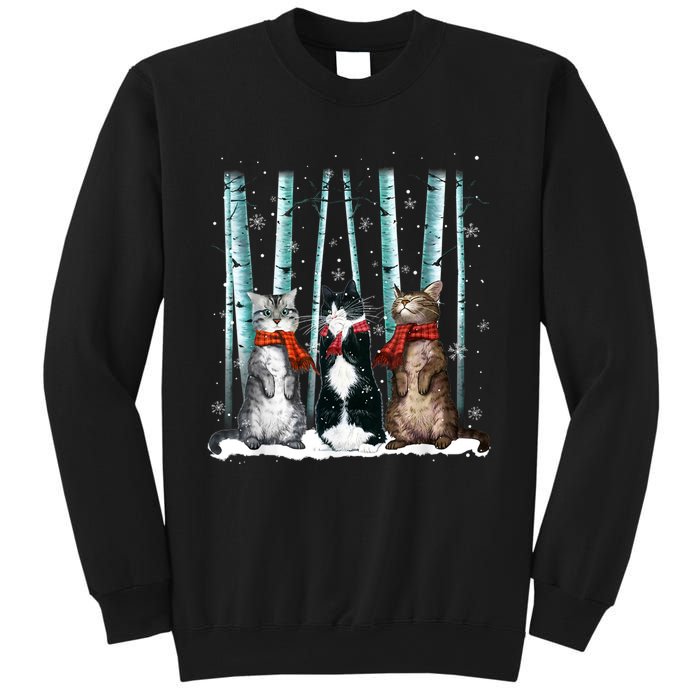 Three Cats Play Snow Winter Funny Cat Lover Merry Christmas Sweatshirt