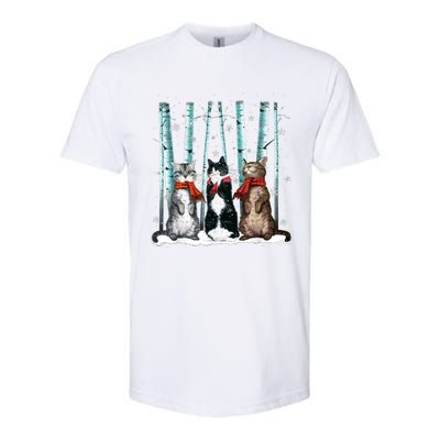 Three Cats Play Snow Winter Funny Cat Lover Merry Christmas Softstyle CVC T-Shirt