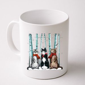 Three Cats Play Snow Winter Funny Cat Lover Merry Christmas Coffee Mug