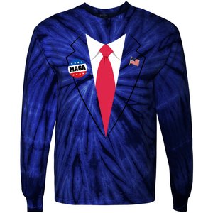 Trump Costume President Trump Suit Maga Halloween Tie-Dye Long Sleeve Shirt