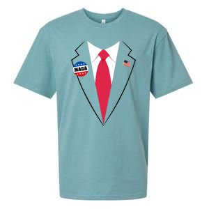 Trump Costume President Trump Suit Maga Halloween Sueded Cloud Jersey T-Shirt