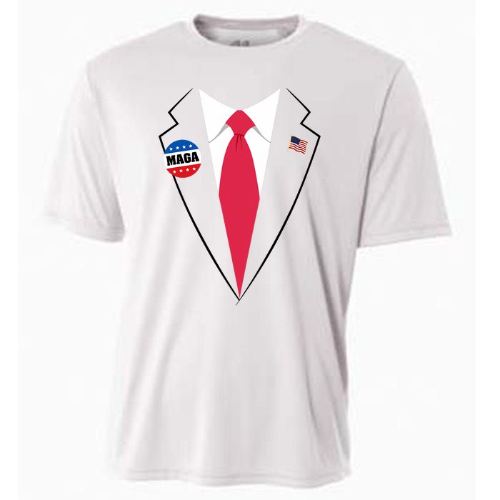 Trump Costume President Trump Suit Maga Halloween Cooling Performance Crew T-Shirt