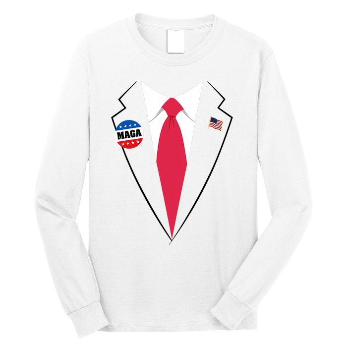 Trump Costume President Trump Suit Maga Halloween Long Sleeve Shirt