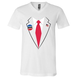 Trump Costume President Trump Suit Maga Halloween V-Neck T-Shirt