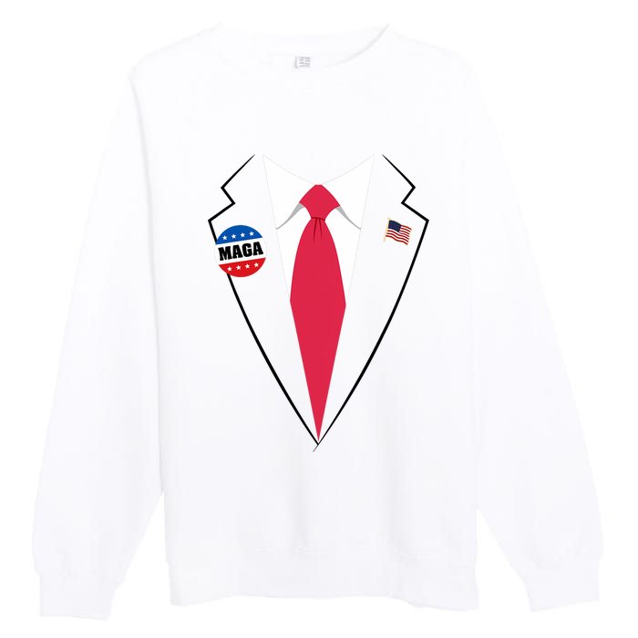 Trump Costume President Trump Suit Maga Halloween Premium Crewneck Sweatshirt