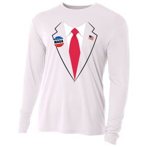 Trump Costume President Trump Suit Maga Halloween Cooling Performance Long Sleeve Crew