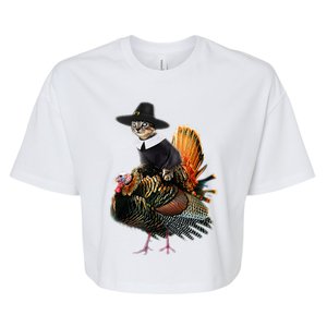 Thanksgiving Cat Pilgrim Costume Bella+Canvas Jersey Crop Tee