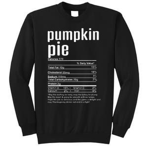 Thanksgiving Christmas Pumpkin Pie Nutritional Facts Sweatshirt