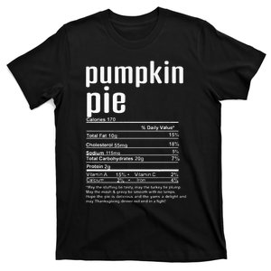 Thanksgiving Christmas Pumpkin Pie Nutritional Facts T-Shirt