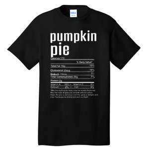 Thanksgiving Christmas Pumpkin Pie Nutritional Facts Tall T-Shirt