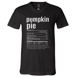 Thanksgiving Christmas Pumpkin Pie Nutritional Facts V-Neck T-Shirt