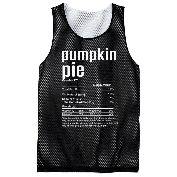 Thanksgiving Christmas Pumpkin Pie Nutritional Facts Mesh Reversible Basketball Jersey Tank