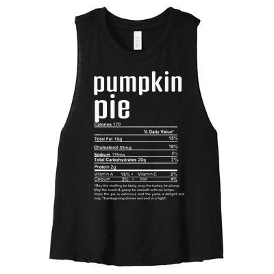 Thanksgiving Christmas Pumpkin Pie Nutritional Facts Women's Racerback Cropped Tank