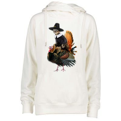 Thanksgiving Cat Pilgrim Costume Thanksgiving Turkey Gift Womens Funnel Neck Pullover Hood