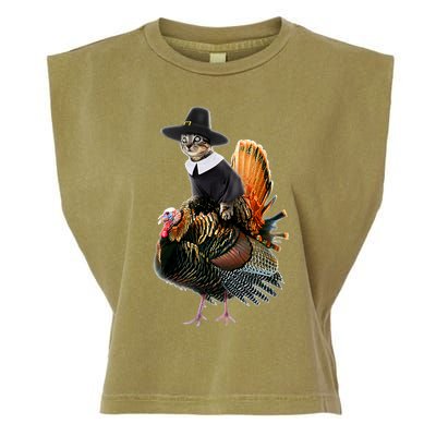 Thanksgiving Cat Pilgrim Costume Thanksgiving Turkey Gift Garment-Dyed Women's Muscle Tee