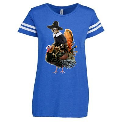 Thanksgiving Cat Pilgrim Costume Thanksgiving Turkey Gift Enza Ladies Jersey Football T-Shirt