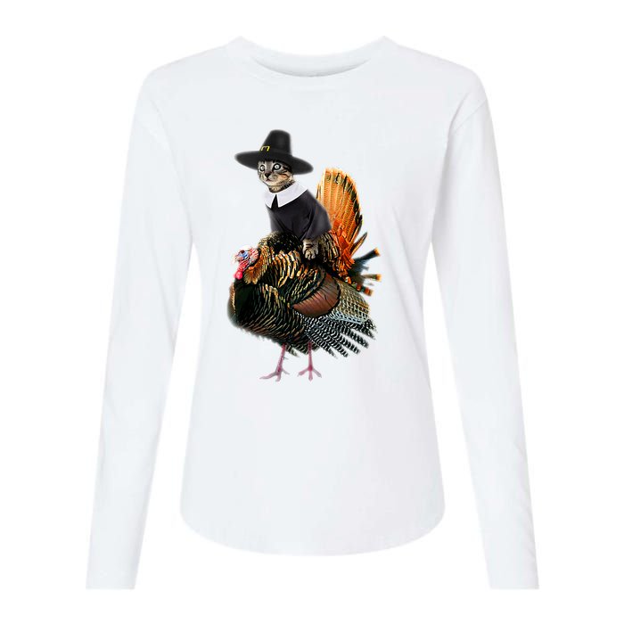 Thanksgiving Cat Pilgrim Costume Thanksgiving Turkey Gift Womens Cotton Relaxed Long Sleeve T-Shirt