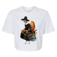 Thanksgiving Cat Pilgrim Costume Thanksgiving Turkey Gift Bella+Canvas Jersey Crop Tee