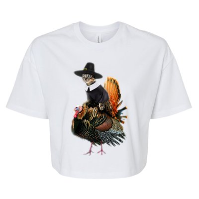 Thanksgiving Cat Pilgrim Costume Thanksgiving Turkey Gift Bella+Canvas Jersey Crop Tee